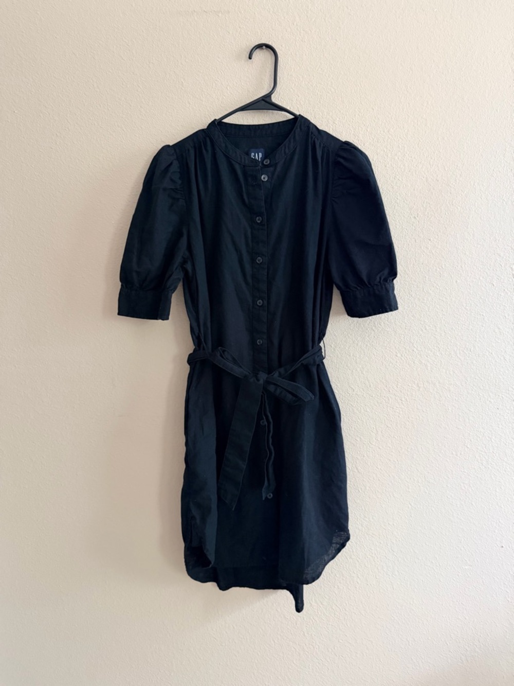 Gap Linen Cotton Puff Sleeve Mini Shirt Dress